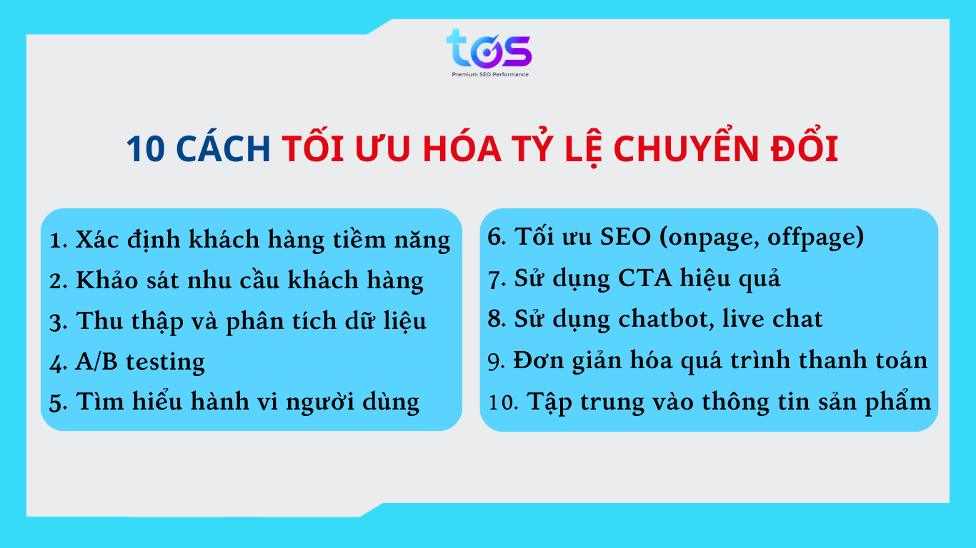 10 cách tối ưu hóa tỷ lệ chuyển đổi