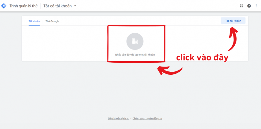 Tạo tài khoản GTM