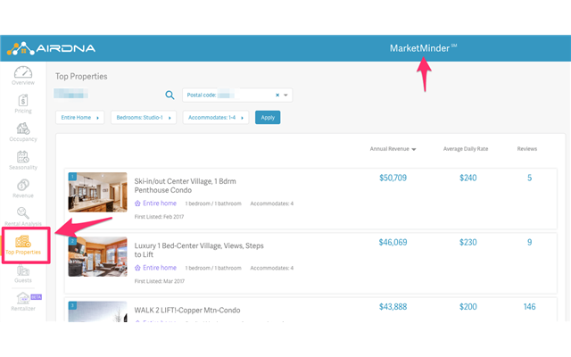 Lấy thông tin bằng AirDNA