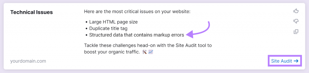 Sử dụng Semrush Copilot để kiểm tra Schema