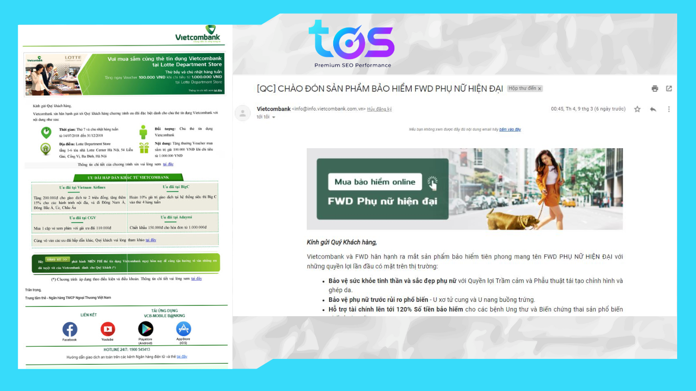 Mẫu thiết kế email marketing của Vietcombank
