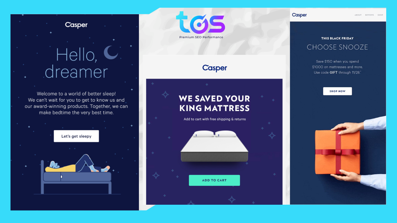 Cách Casper sử dụng màu sắc trong email marketing