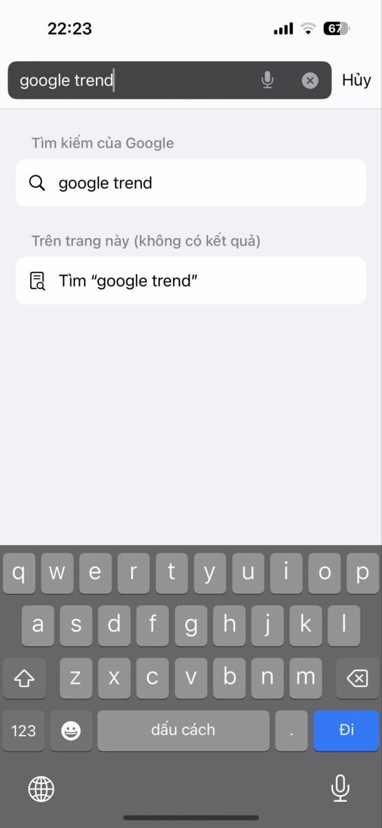 bật trang web google xu hướng trên điện thoại