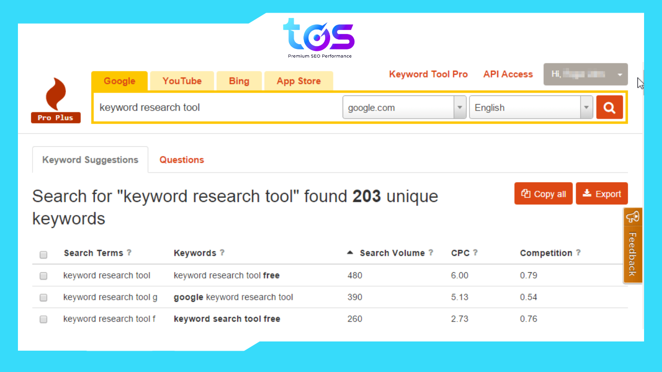 Công cụ tìm kiếm từ khóa KeywordTool.io