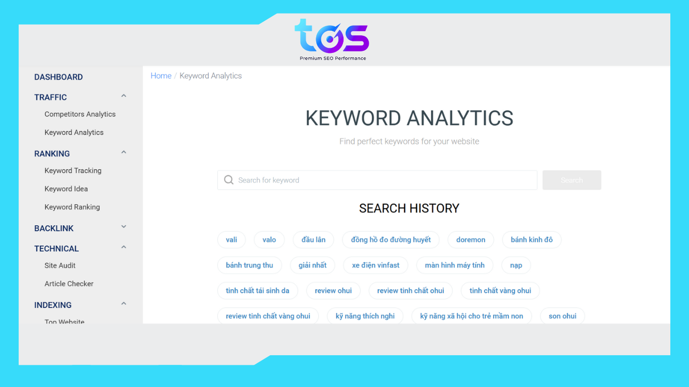 Phần mềm/website SEO của TOS
