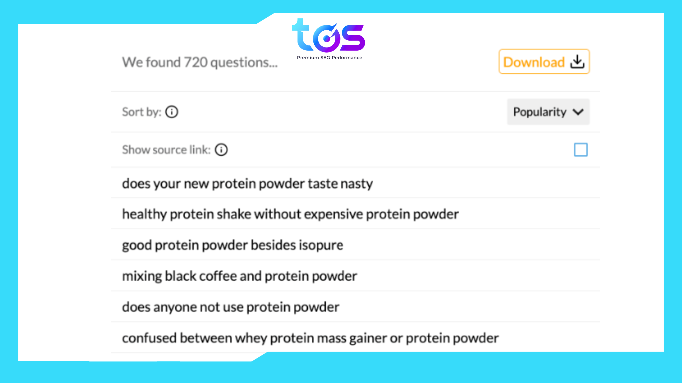 Kết quả tìm kiếm câu hỏi theo chủ đề trên công cụ phân tích từ khóa Questiondb