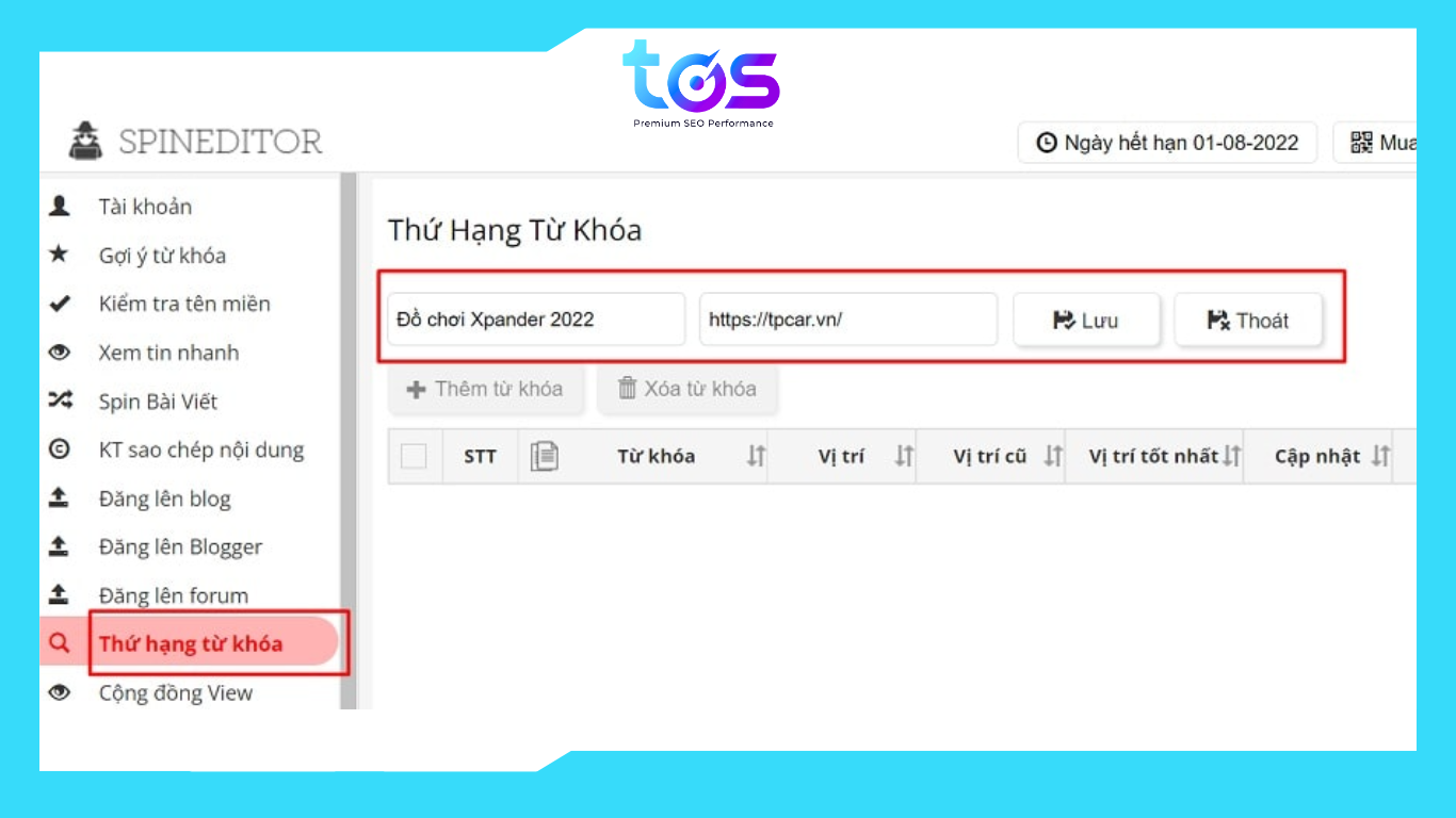 giao diện công cụ spineditor